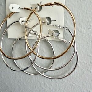 Hoop earrings gold silver big large 2” new